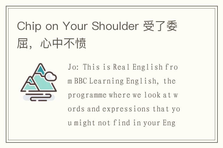 Chip on Your Shoulder 受了委屈，心中不愤