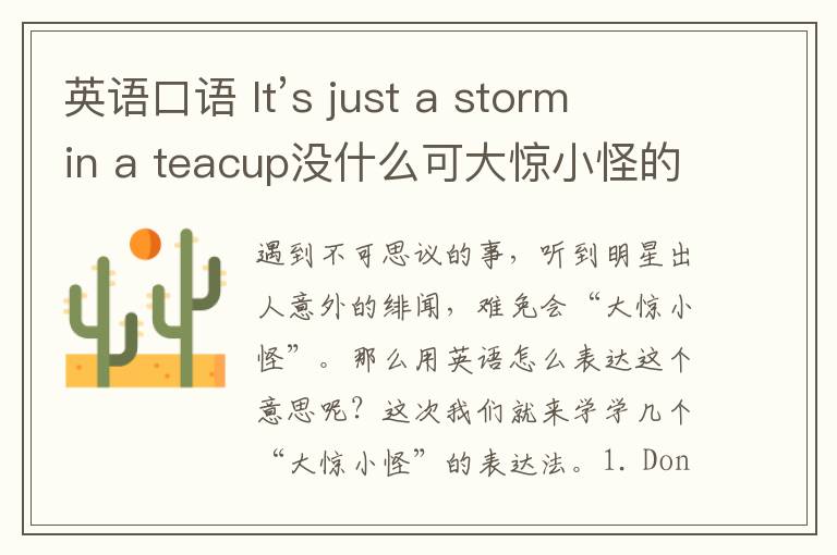 英语口语 It’s just a storm in a teacup没什么可大惊小怪的