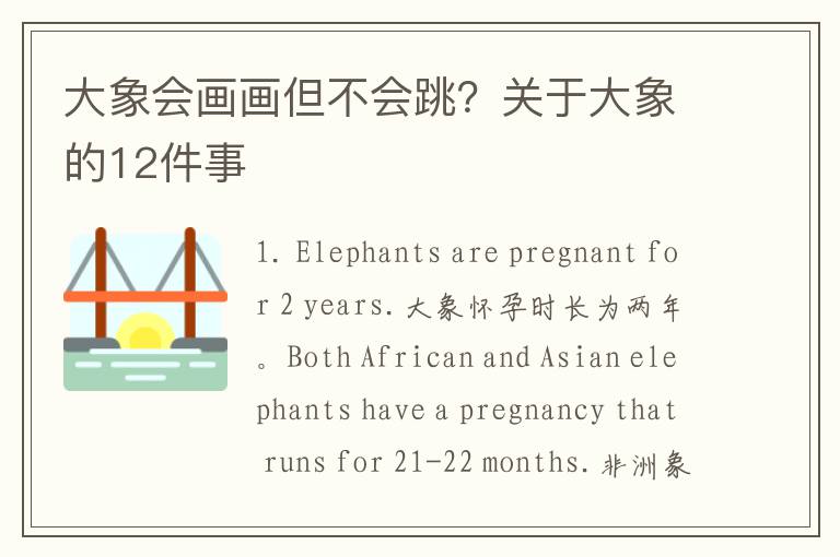 大象会画画但不会跳？关于大象的12件事