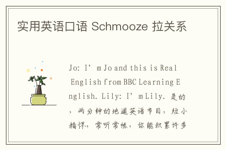 实用英语口语 Schmooze 拉关系