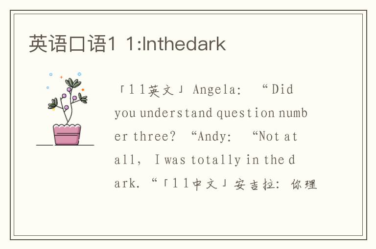 英语口语1 1:Inthedark