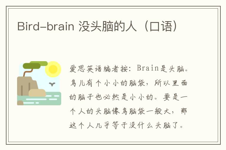 Bird-brain 没头脑的人（口语）