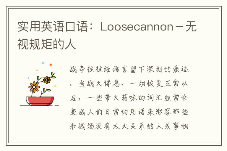 实用英语口语：Loosecannon－无视规矩的人