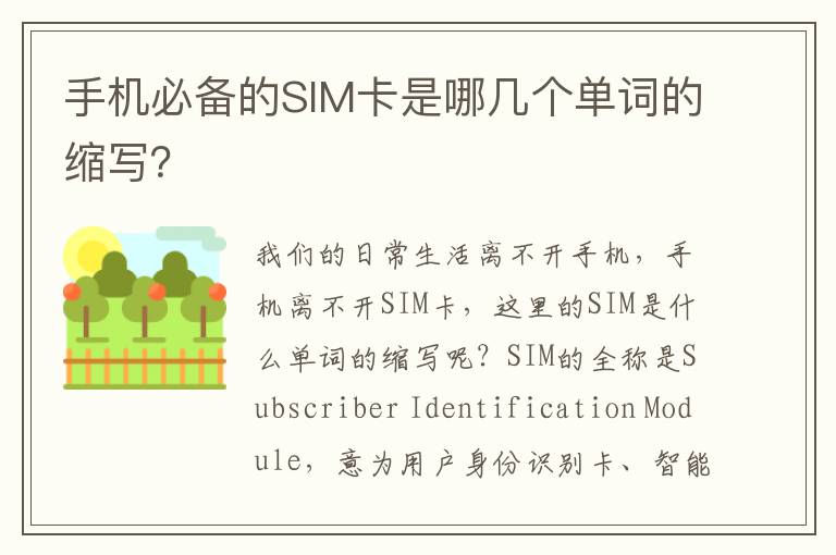 手机必备的SIM卡是哪几个单词的缩写？