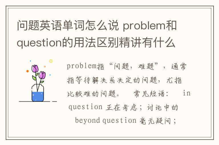 问题英语单词怎么说 problem和question的用法区别精讲有什么