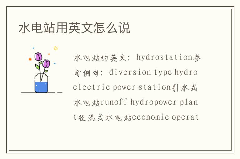 水电站用英文怎么说