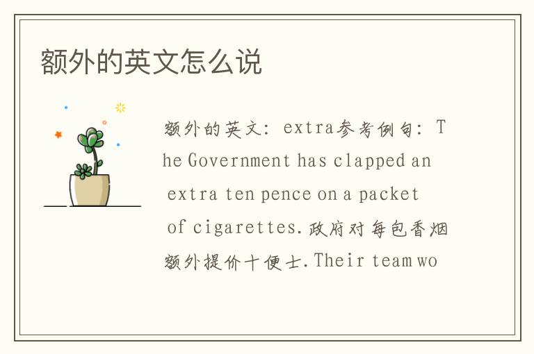 额外的英文怎么说