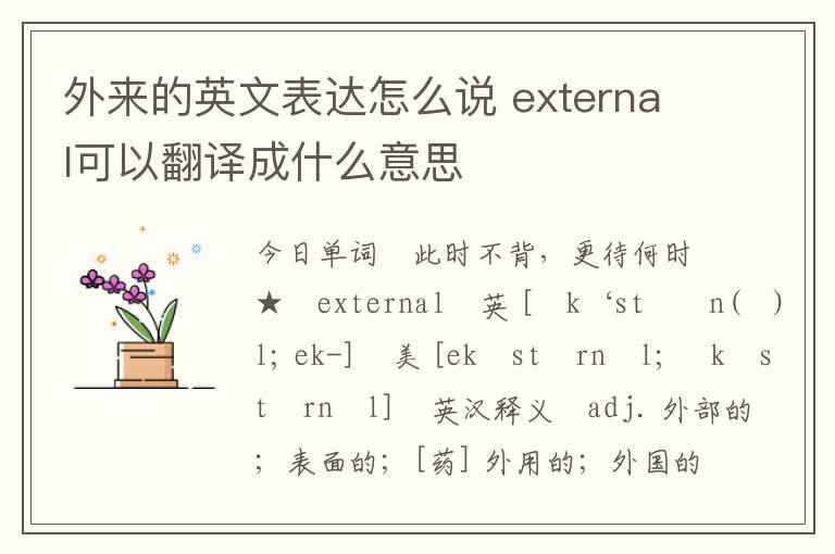 外来的英文表达怎么说 external可以翻译成什么意思