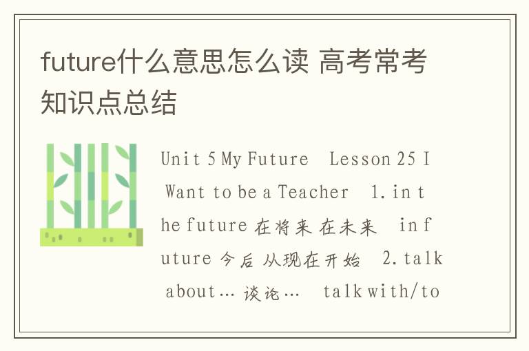 future什么意思怎么读 高考常考知识点总结