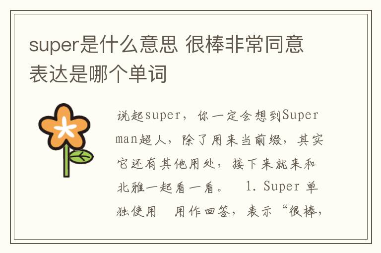 super是什么意思 很棒非常同意表达是哪个单词