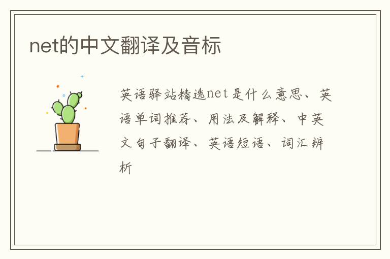 net的中文翻译及音标