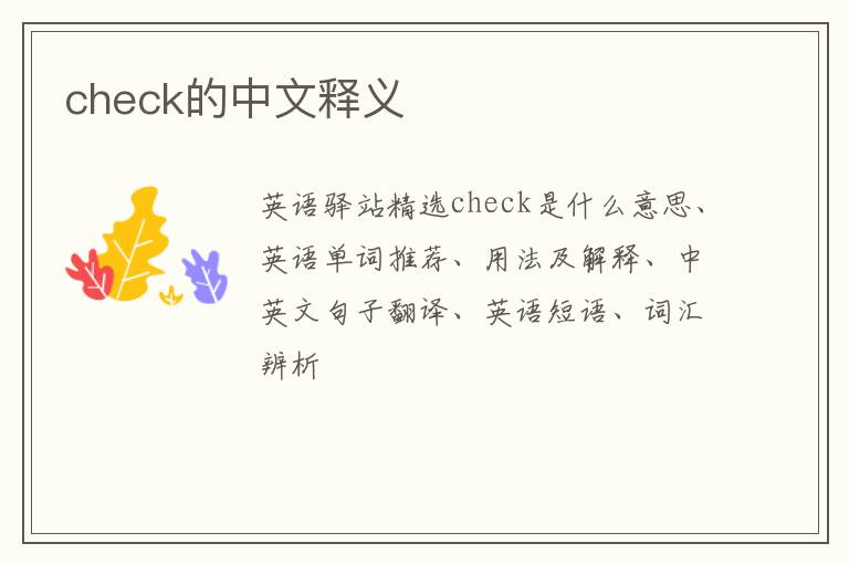 check的中文释义