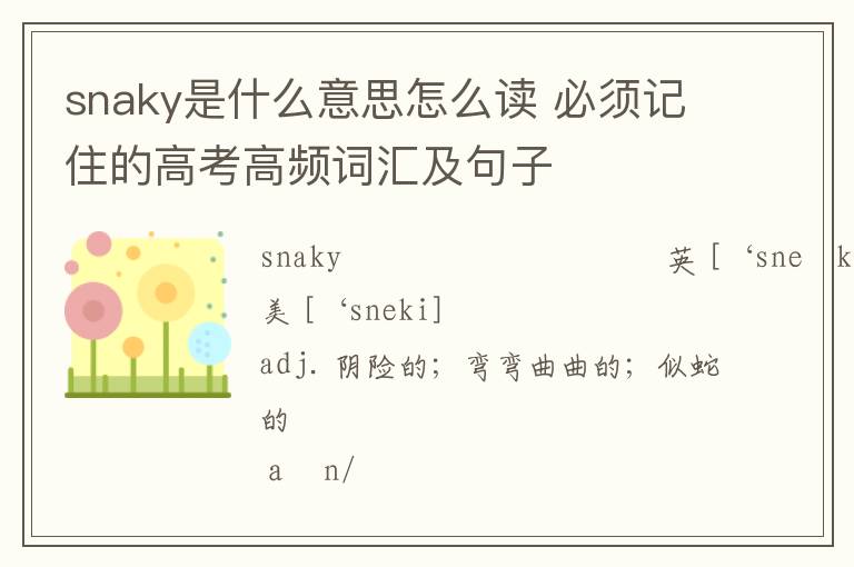 snaky是什么意思怎么读 必须记住的高考高频词汇及句子