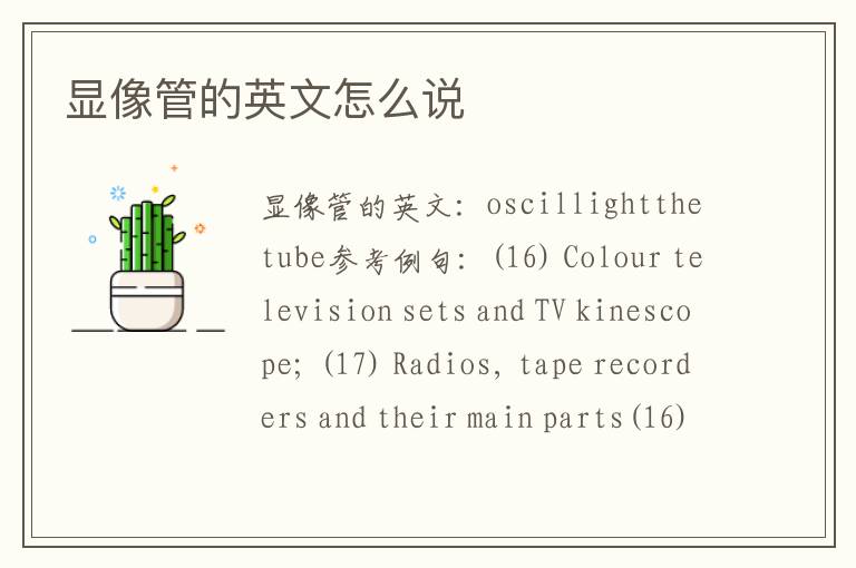 显像管的英文怎么说