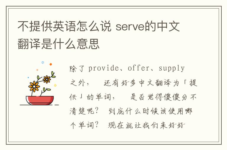 不提供英语怎么说 serve的中文翻译是什么意思