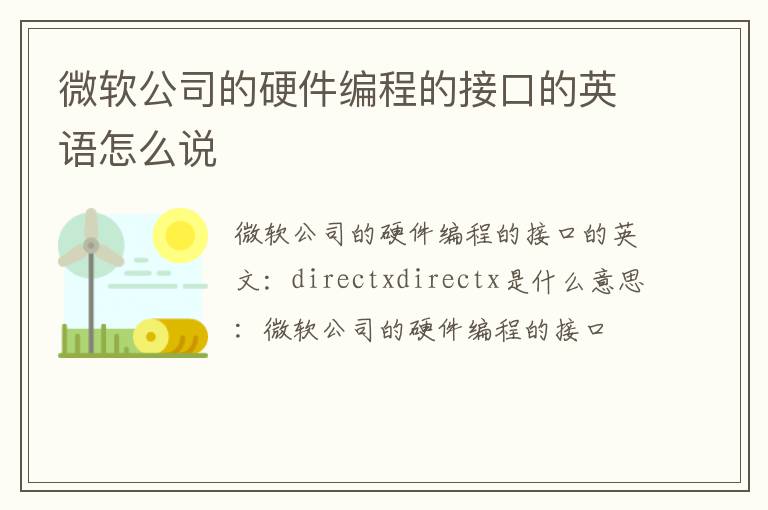 微软公司的硬件编程的接口的英语怎么说