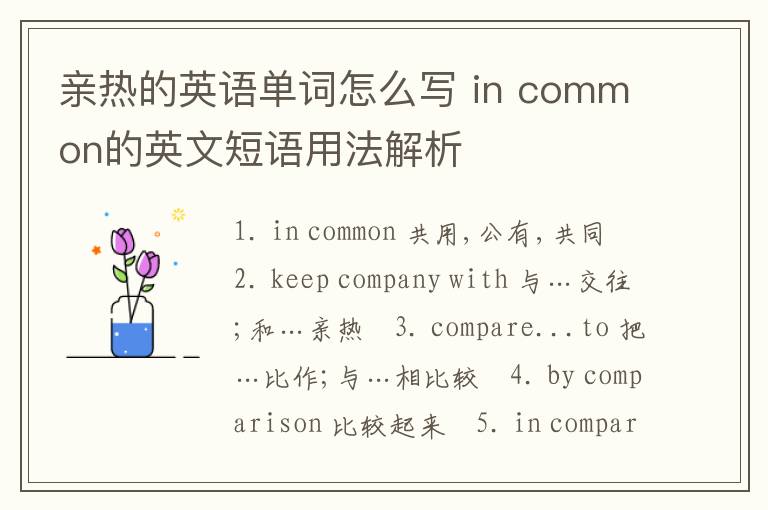 亲热的英语单词怎么写 in common的英文短语用法解析