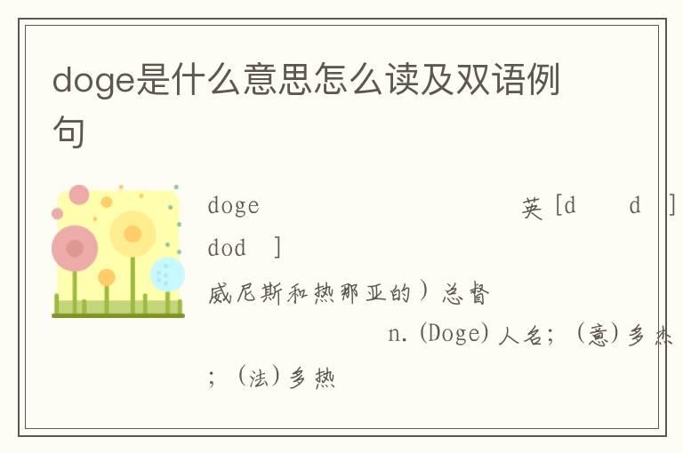 doge是什么意思怎么读及双语例句