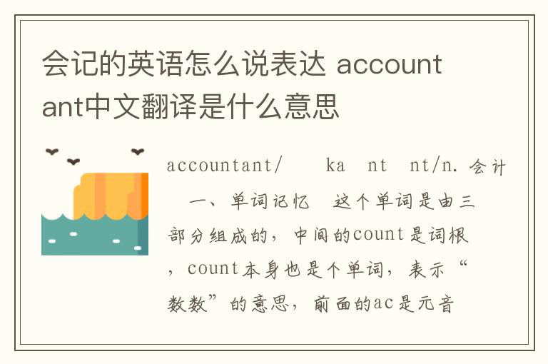 会记的英语怎么说表达 accountant中文翻译是什么意思