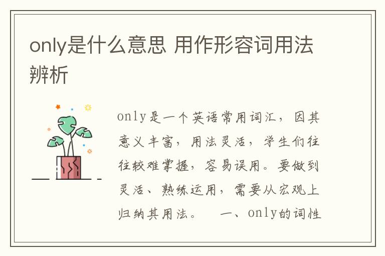 only是什么意思 用作形容词用法辨析