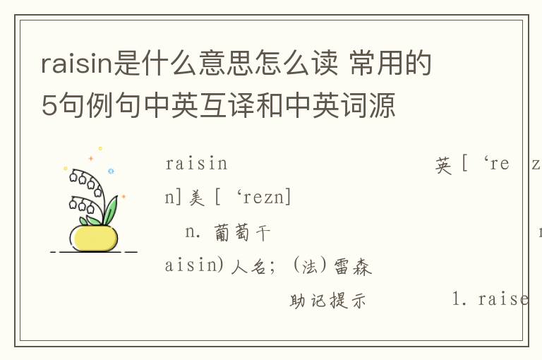 raisin是什么意思怎么读 常用的5句例句中英互译和中英词源