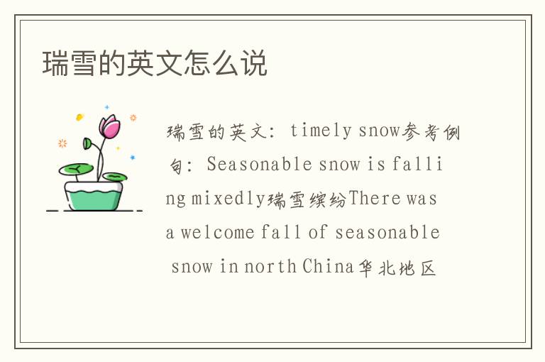 瑞雪的英文怎么说