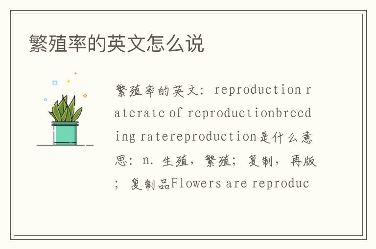 繁殖率的英文怎么说