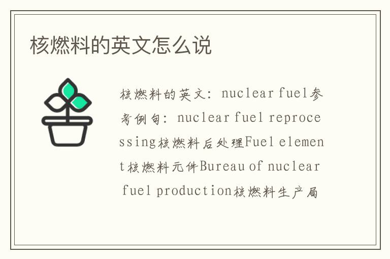 核燃料的英文怎么说