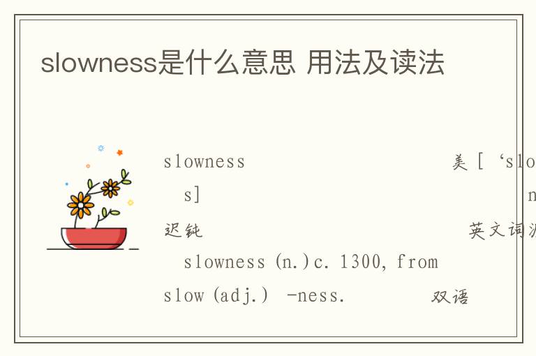 slowness是什么意思 用法及读法