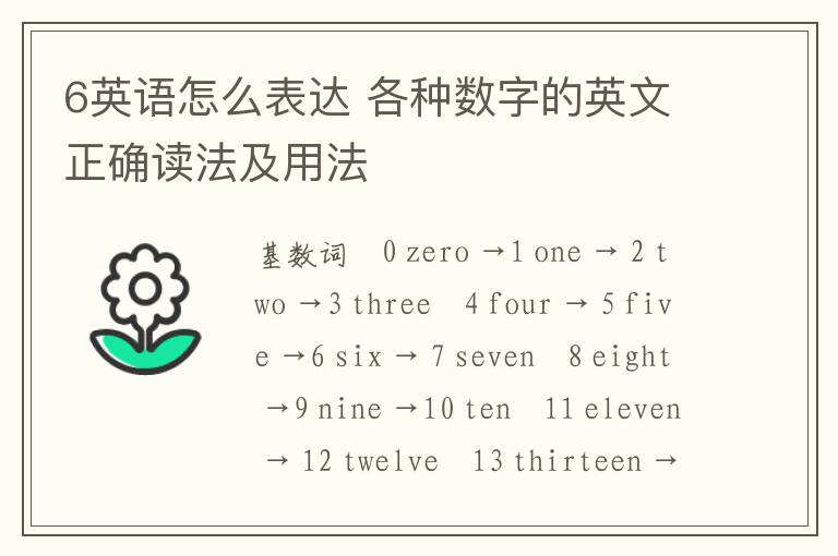 6英语怎么表达 各种数字的英文正确读法及用法