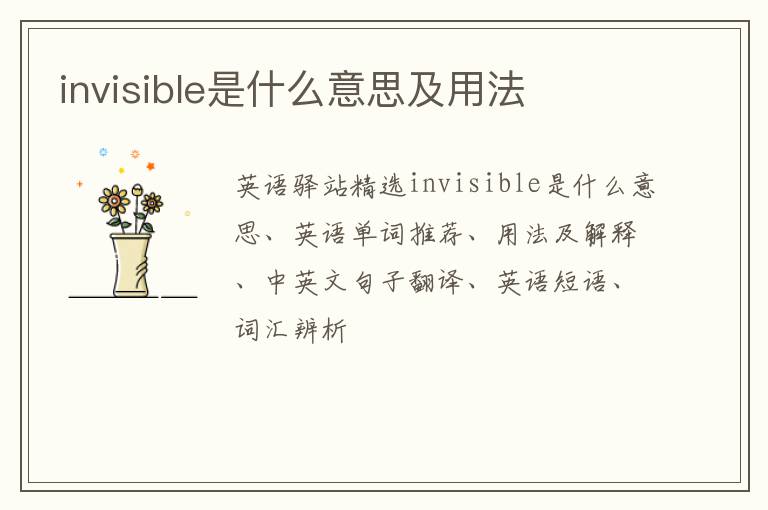 invisible是什么意思及用法