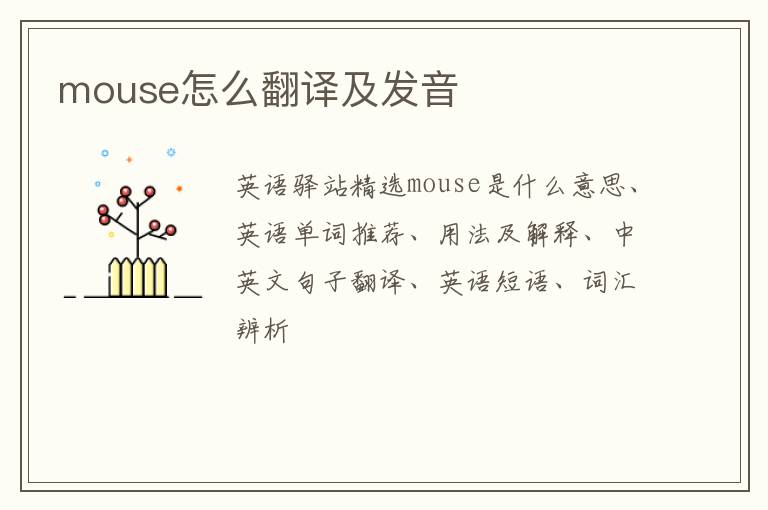 mouse怎么翻译及发音