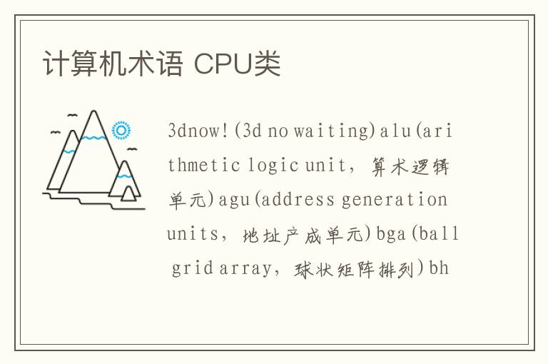 计算机术语 CPU类