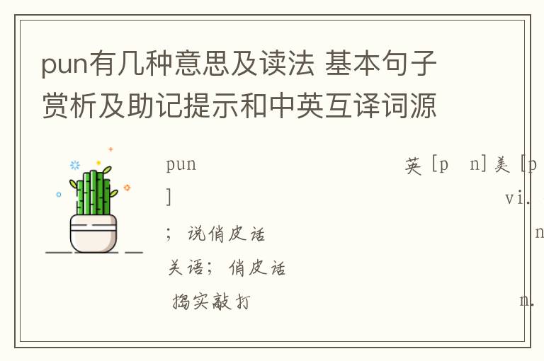 pun有几种意思及读法 基本句子赏析及助记提示和中英互译词源