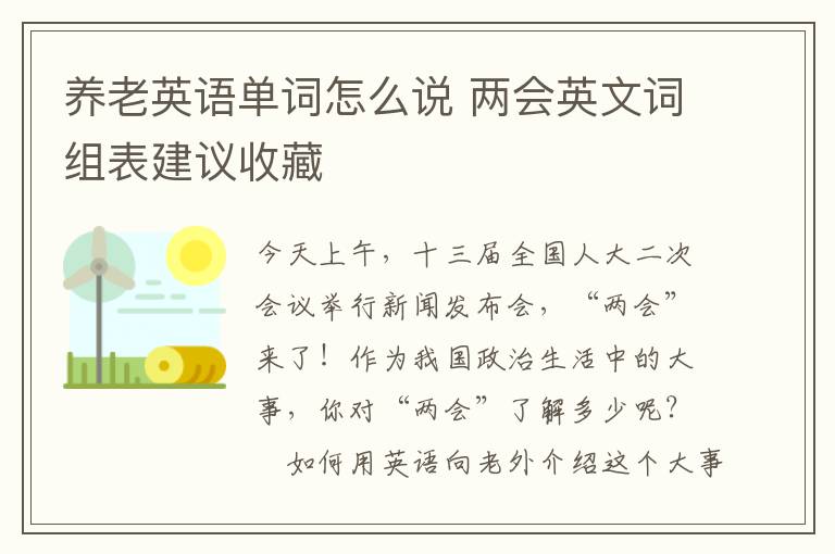 养老英语单词怎么说 两会英文词组表建议收藏