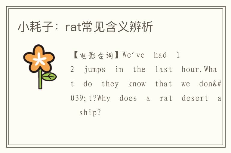 小耗子：rat常见含义辨析