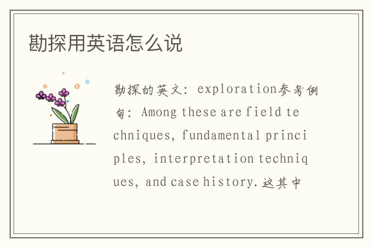 勘探用英语怎么说