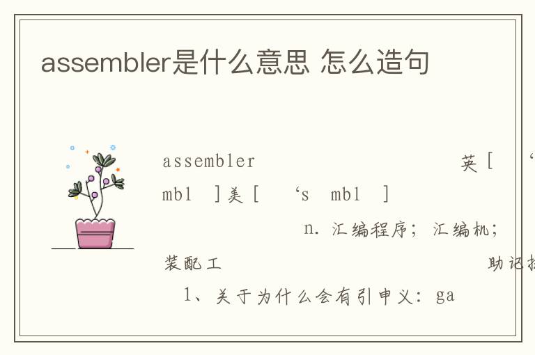 assembler是什么意思 怎么造句