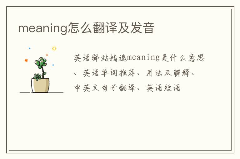 meaning怎么翻译及发音