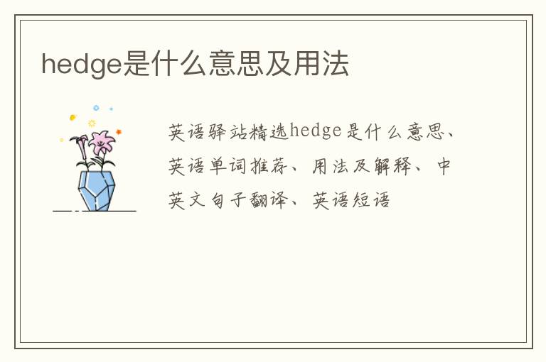 hedge是什么意思及用法