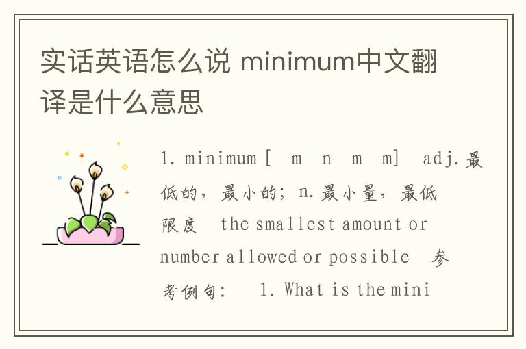 实话英语怎么说 minimum中文翻译是什么意思