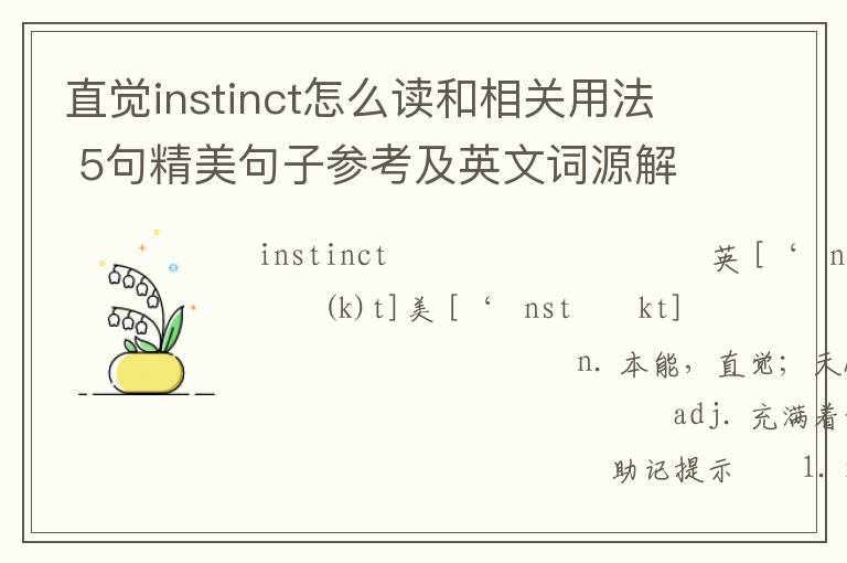 直觉instinct怎么读和相关用法 5句精美句子参考及英文词源解析