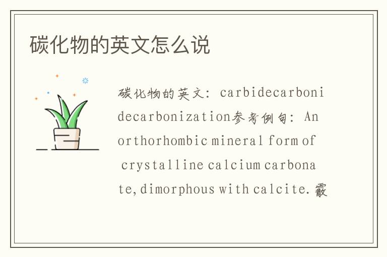 碳化物的英文怎么说