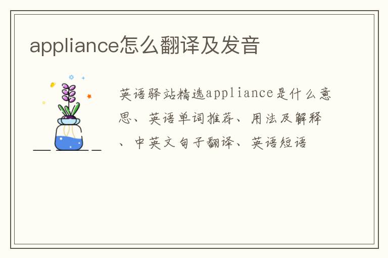 appliance怎么翻译及发音