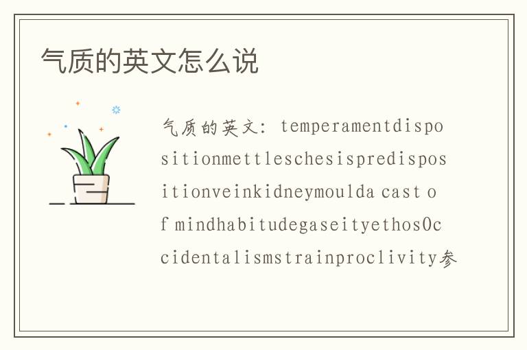 气质的英文怎么说