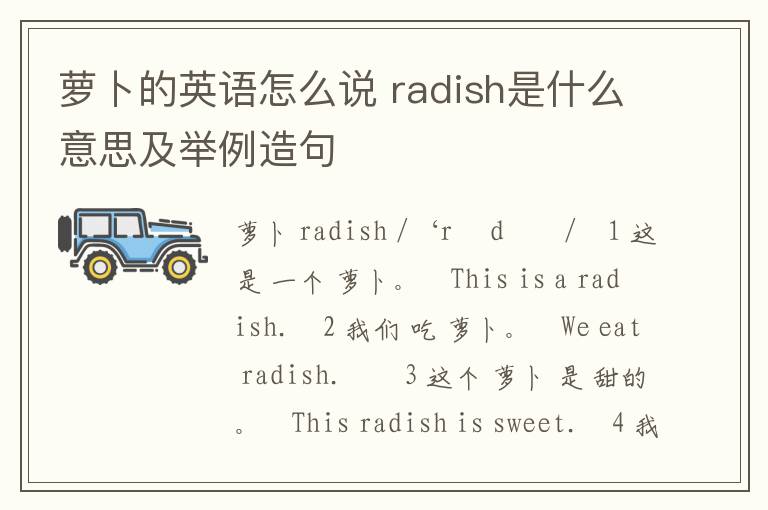 萝卜的英语怎么说 radish是什么意思及举例造句