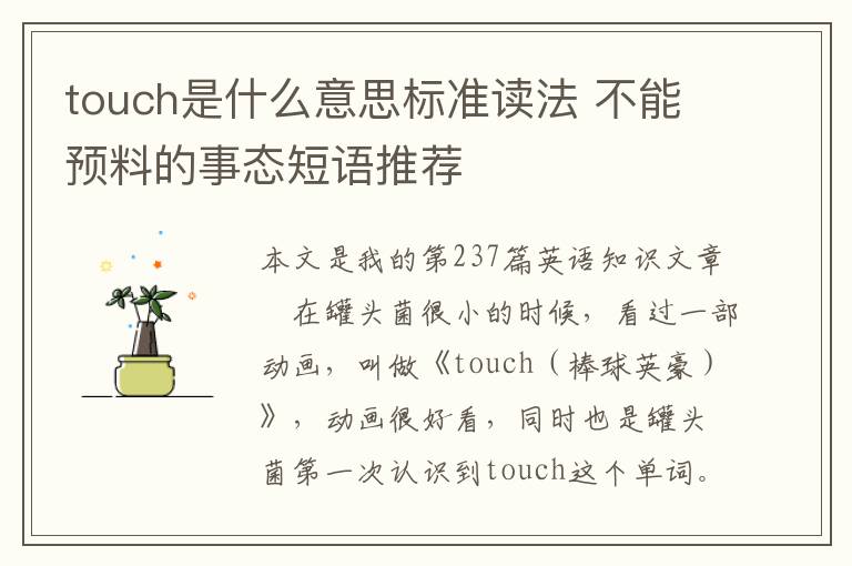 touch是什么意思标准读法 不能预料的事态短语推荐