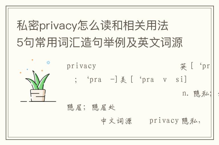 私密privacy怎么读和相关用法 5句常用词汇造句举例及英文词源解析