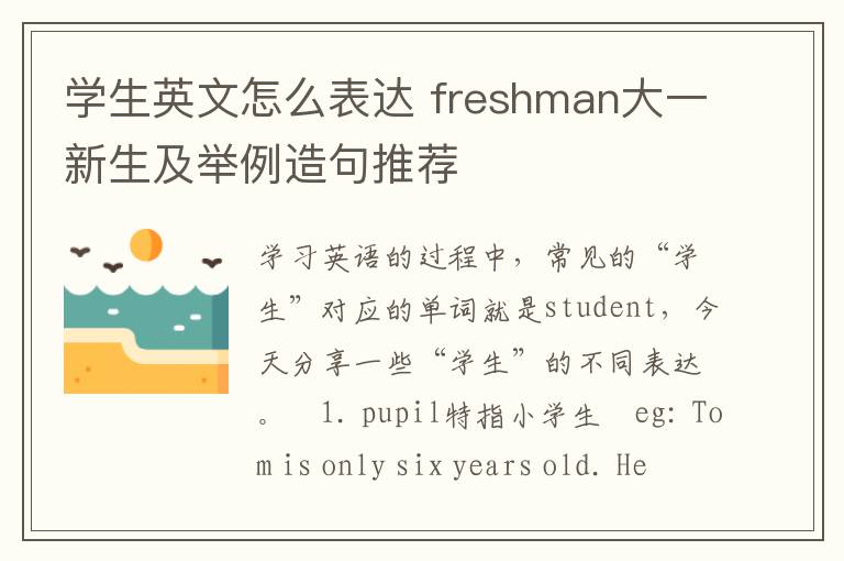 学生英文怎么表达 freshman大一新生及举例造句推荐