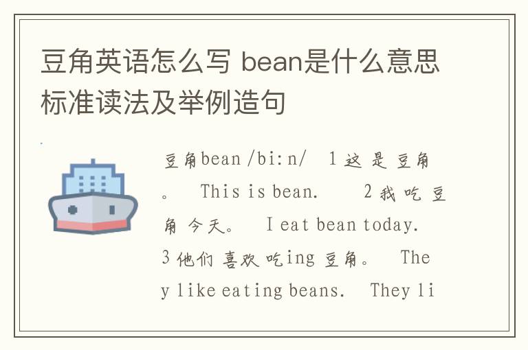 豆角英语怎么写 bean是什么意思标准读法及举例造句